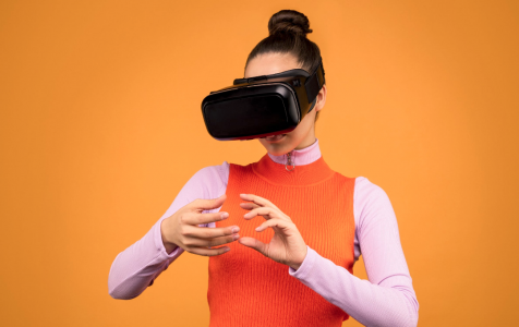 woman experiencing VR